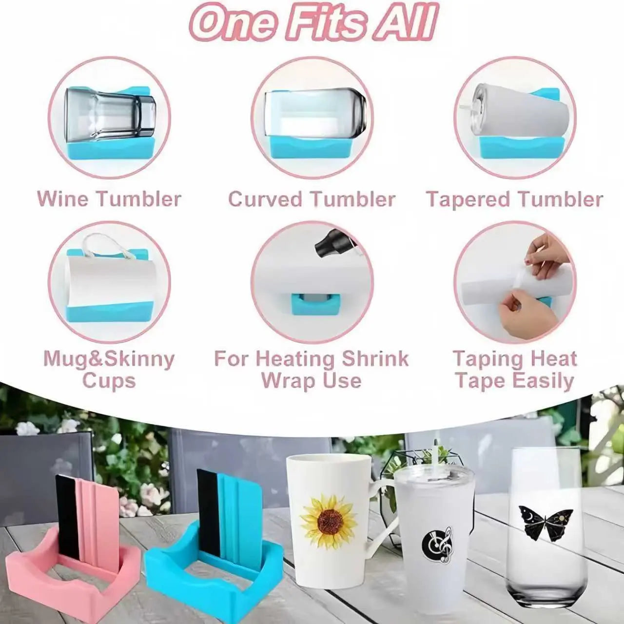 Pink Tumbler Holder + Mini Squeegee Haolic Printer