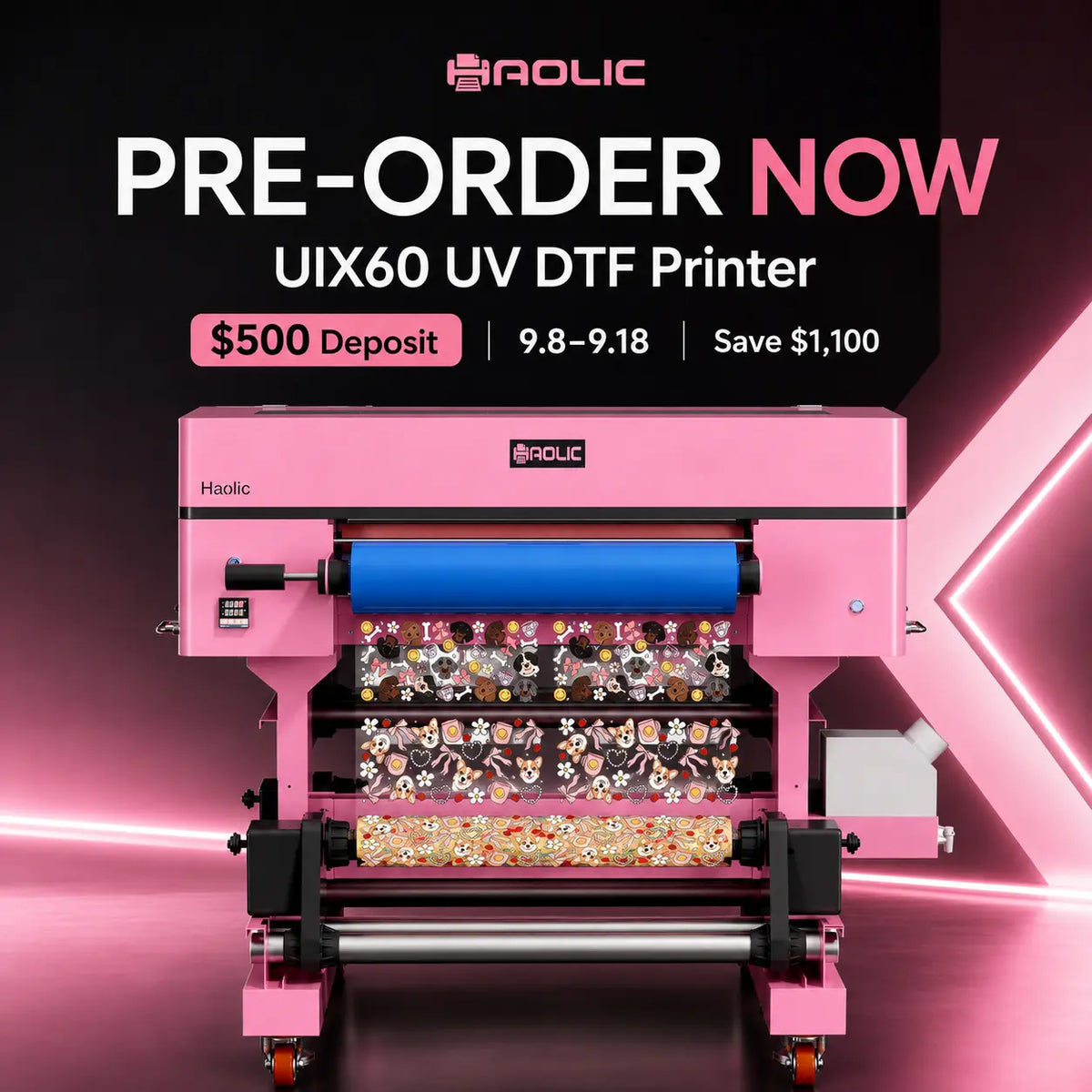 Pre-Order: Haolic UIX60 24" Industrial UV DTF Printer – $500 Deposit