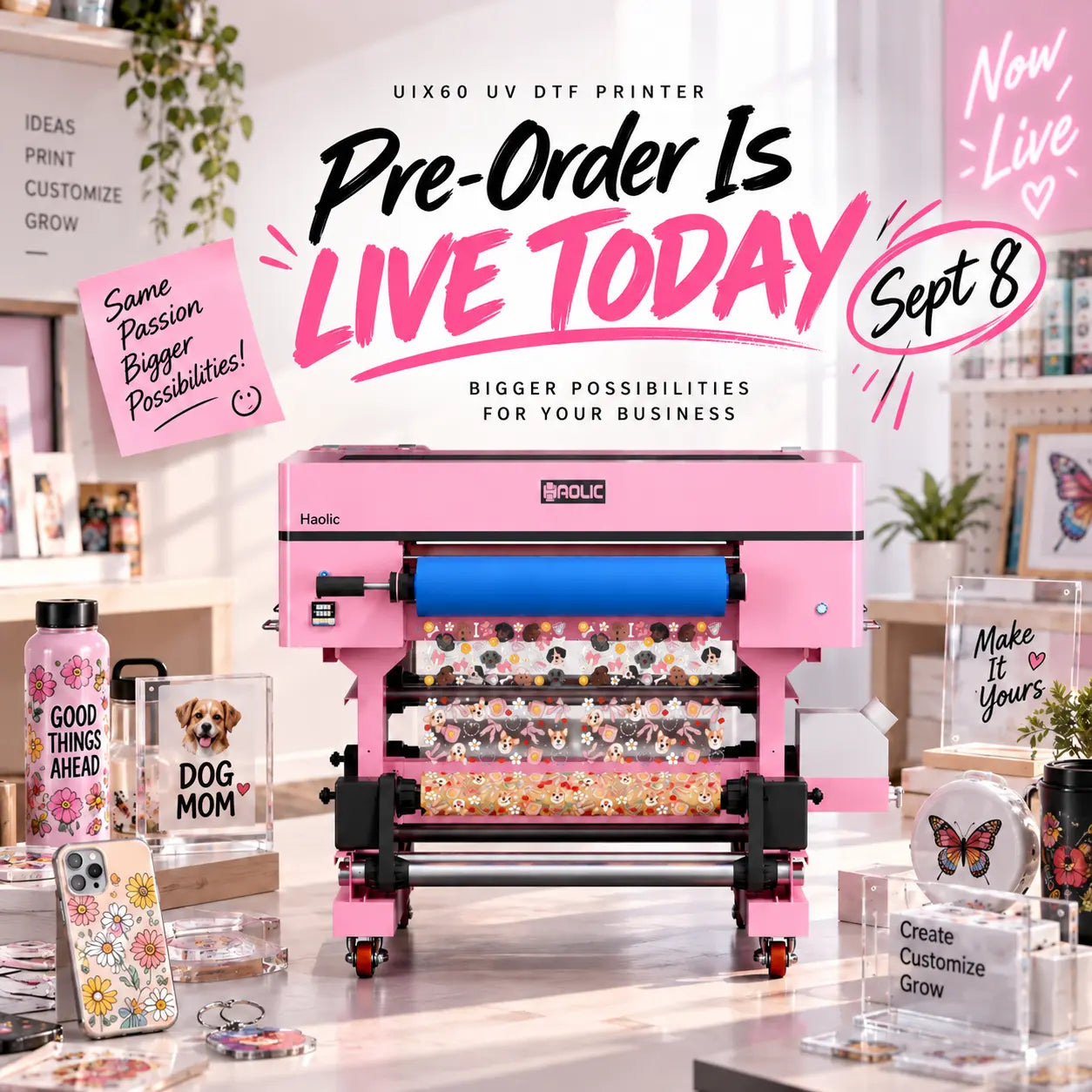 Pre-Order: Haolic UIX60 24" Industrial UV DTF Printer – $500 Deposit
