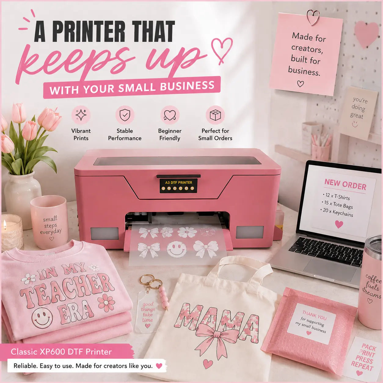 【Back In Stock】Haolic 13" Pink A3 XP600 DTF Printer Classic Edition